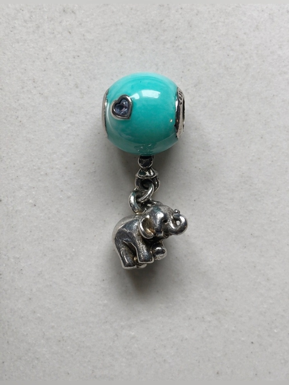 Pandora Retired Elephant & Balloon Dangle Charm Baby Boy Blue Sterling Silver - Picture 4 of 6